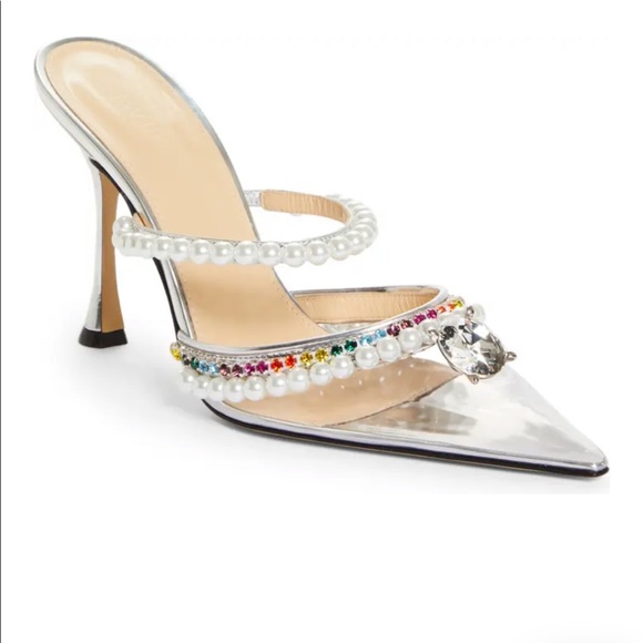 Mach & Mach Diamond of Elizabeth Imitation Pearl Pointed Toe Mule - Picture 2 of 7